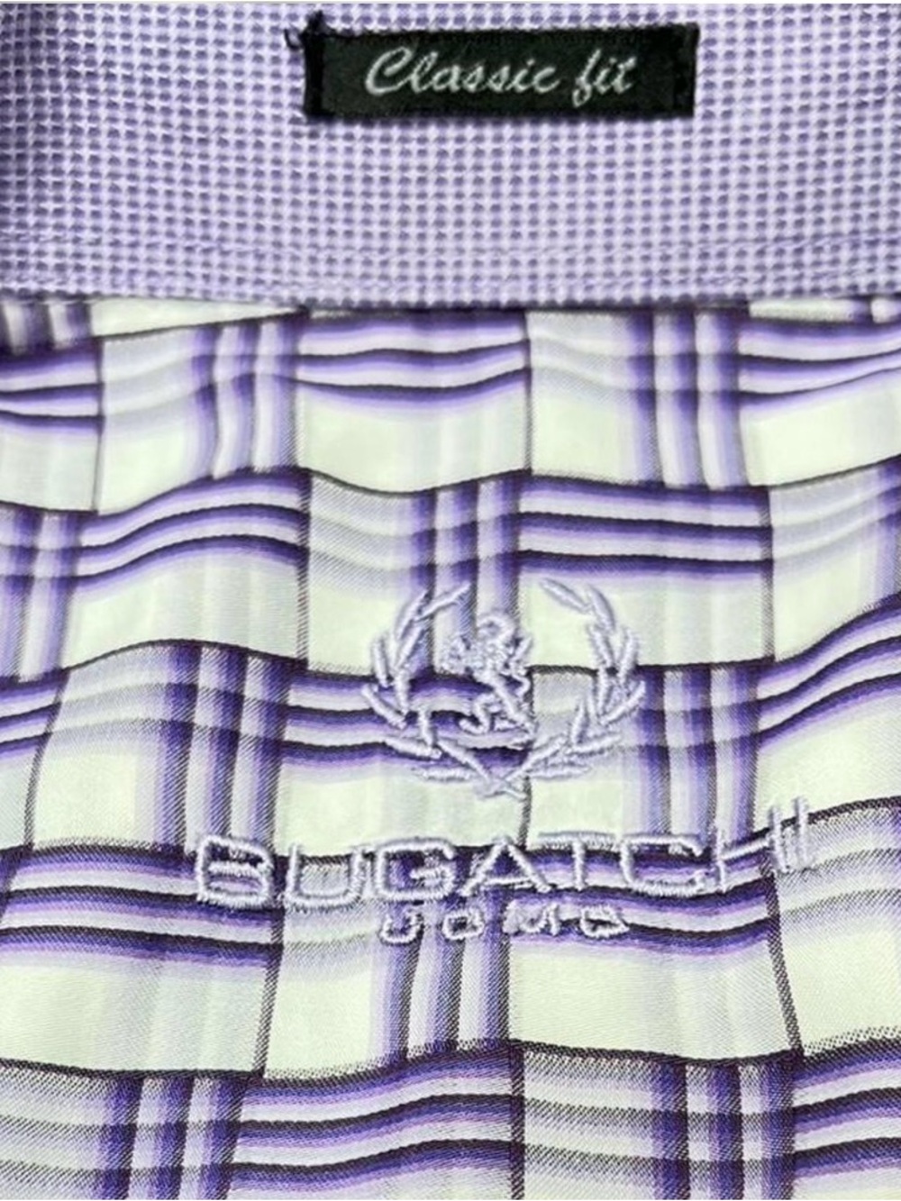 MEN Bugatchi Short Sleeve Check Button-Down Shirt - Purple